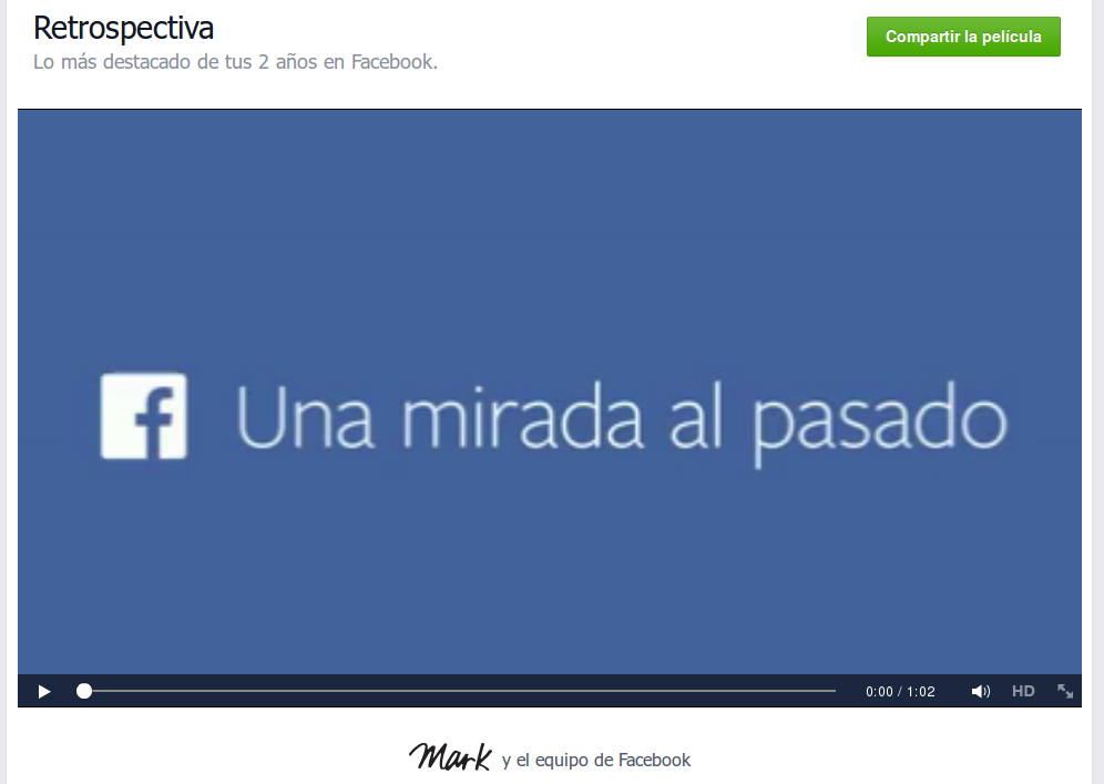 Facebook - Video retrospectiva